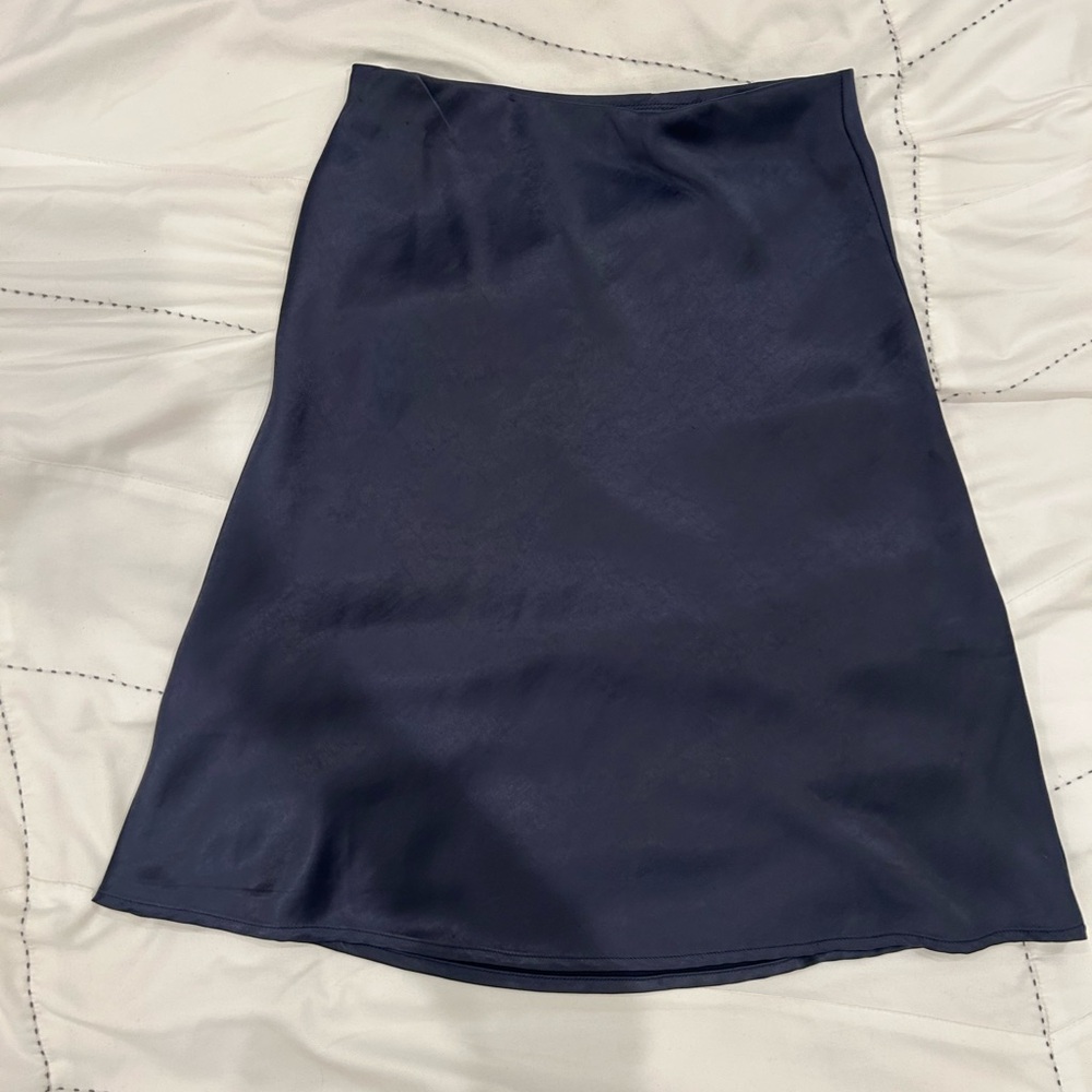 Navy blue satin skirt